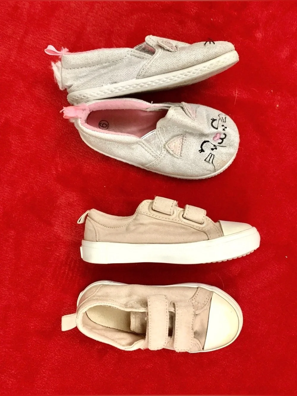 Old Navy Light Pink & Blush Girls Slip-On and Velcro Sneakers Size US 6